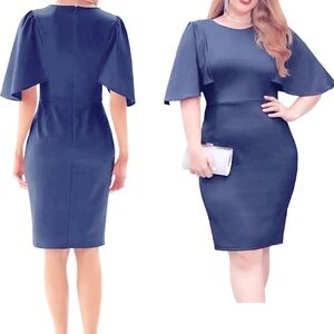 D217 NWT Grace Karin Women’s Retro Flutter Sleeve Pencil Dress - Size: Small